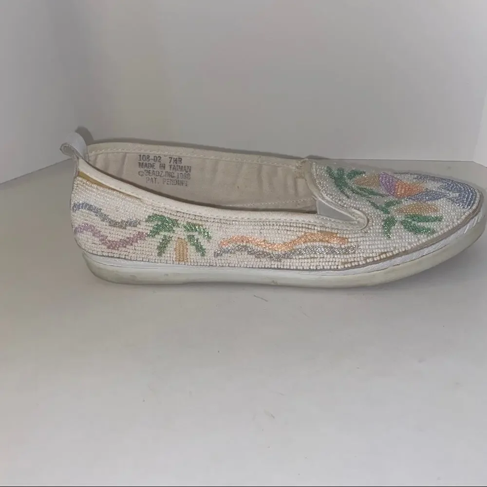 🦬VNTG BEADZ palm tree Espadrilles Sz 7 1/2